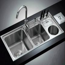 双槽三槽304不锈钢厨房加大号水槽洗碗菜盆