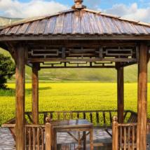 户外庭院别墅仿古防腐实木亭子碳化木四角凉亭厂家直销园林六角亭