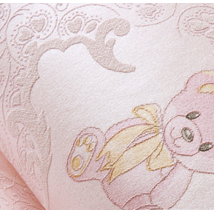3D无纺布儿童房墙纸女孩粉色泰迪熊卡通卧室壁纸